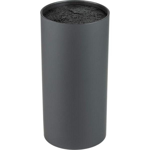 Universal Fibre Knife Block Circular Nylon Bristles, Modern Holder Storage For Up To 6 Knives, Soft Touch Matt Black - 11 cm x 11 cm x 22 cm