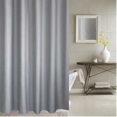 Lovedrop Shower Curtain, Anti-Mould & Waterproof, 100% Polyester, Bathroom Shower Curtain with Reinforced Hem, with Hooks, 120/150/180/200 x 200 cm, Grey/Blue (180 x 200 cm, Grey)