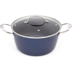 Blackmoor 67479 Blue Pro 24 cm Dutch Oven with Lid, Non-Stick Coating, High Gloss, 5-Layer Hybrid Stone Coating, Forged Aluminium Construction, CoolTouch Stainless Steel Handles, Oven-Safe