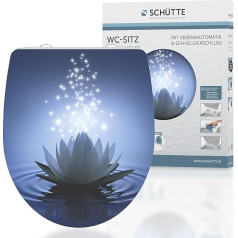 SCHÜTTE Water Lily Duroplast HG High-Gloss Toilet Seat with Soft-Close Mechanism and Quick Release for Easy Cleaning, Max. Load Capacity of the Toilet Seat: 150 kg Motif, 82582