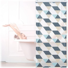 Relaxdays Shower Blind, 80 x 240 cm, Triangle Pattern, Rope Pulley, Flexible Assembly, Shower Curtain for Bath and Window, Colourful