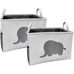 Laundry Basket, Nursery Storage Basket, Laundry Basket, Decorative Jumbo Barrel, Cotton Organiser, Container/Toy Basket/Laundry Basket, Foldable and Two Handles (Rectangular, Set of 2)