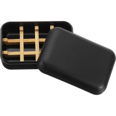 sourcing map Wooden Soap Holder Self Draining Soap Box with Lid Wooden Soap Tray for Shower Bathroom Kitchen Black