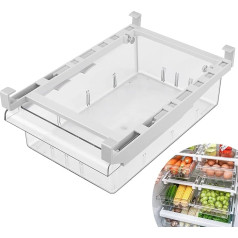 Tigerkinwit Fridge Organiser Transparent Partition Layer Organiser Adjustable Storage Shelf Clamp Drawer Organisers with Handles for Fridge Cupboards Shelves Sink Vegetables