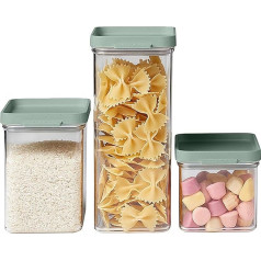 Mepal - Aufbewahrungsboxen 3er-Set Omnia - Vorratsdosen mit Deckel passend für den Küchenschrank & Küchenregal - Küchenaufbewahrung & Organisation - 700 ml, 1100 ml & 2000 ml - Nordic sage