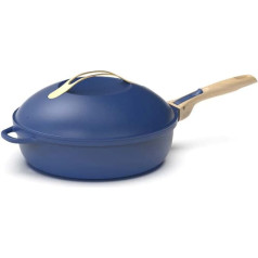 COOKUT - The Fabulous 8 in 1 Pan - A Single Utensil to Replace Pan, Pot, Sauté Pan - With 2 Removable Handles, Steam/Fry Basket, Wooden Spatula - Sapphire