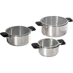 Ozeri ZP16-3P With Straining and Hands-Free Glass Lids 6 Piece Stainless Steel Induction Saucepan Set