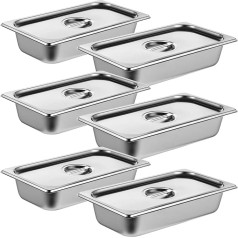 Varku 6-Piece Breading Set, Stainless Steel Bread Container with Lid, 32.5 x 17.5 x 6.5 cm Large Fruit and Vegetable Containers, Food Boxes for Fish Chops and Chicken Chops