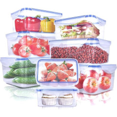 8 Storage Jars with Lids (8 Containers, 8 Lids) Food Storage Containers for Kitchen Storage, Plastic Storage Jars, Airtight, BPA-Free Kitchen Organiser, Dishwasher, Microwave and Freezer Safe