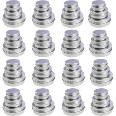 LJY 48 Pieces Round Aluminum Cans Screw Lid Metal Tins Jars Empty Slip Slide Containers (Mixed Sizes)