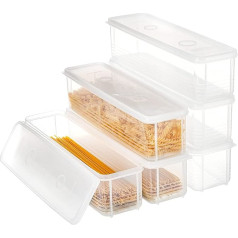 ZENFUN Set of 6 Pasta Storage Containers with Lid, Airtight Spaghetti Noodle Holder, Noodle Storage Box, Canister for Fridge, Kitchen, Pantry, 30 x 8 x 7.5 cm, BPA-Free
