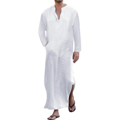 YAOHUOLE Djellaba Men's Kaftan Men's Cotton Large Size Long Sleeve Islamic Jalabiya