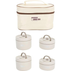 Lunch Bento Box, Heat Insulated Lunch Box, Portable Sealed Food Container, Stainless Steel Food Storage, Bento Box for Adults, Lunch Box with (Beige)