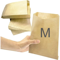 Kraft Paper Bags Brown without Handles, for Sandwiches, Bread, Pastries, Cakes, Fruit, Snacks, Crafts, Gift Bags, Party Bags Made of Paper Kraft Paper Bags for Birthday Parties (25 x 14 cm, 200 units)