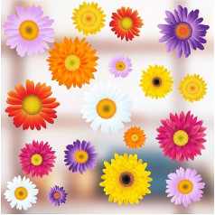 Stickers4 Flower Window Stickers - 18 Individual Colourful Flower Window Stickers with Static Cling for Window and Glass Door Decoration