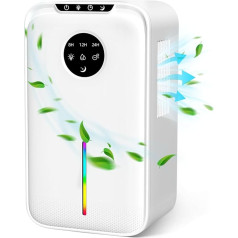 2500 ml Electric Dehumidifier, Ultra Quiet Room Dehumidifier with Drain Hose, 8/12/24H Timer, 30 dB Sleep Mode, 7 Colour Lights, Automatic Shut-Off, for Home, Bathroom, Basement