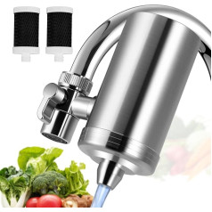 Tap Filter for Drinking Water, Water Filter Tap Stainless Steel Water Filter Tap for Home Kitchen Tap, Can Remove Lead Chlorine Sand Heavy Metals Other Pollutants