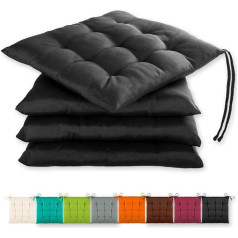 Gräfenstayn®, Set of 4 Seat Cushions, 40 x 40 x 3 cm, with Ties, for Indoor and Outdoor Use, with Öko-Tex Seal
