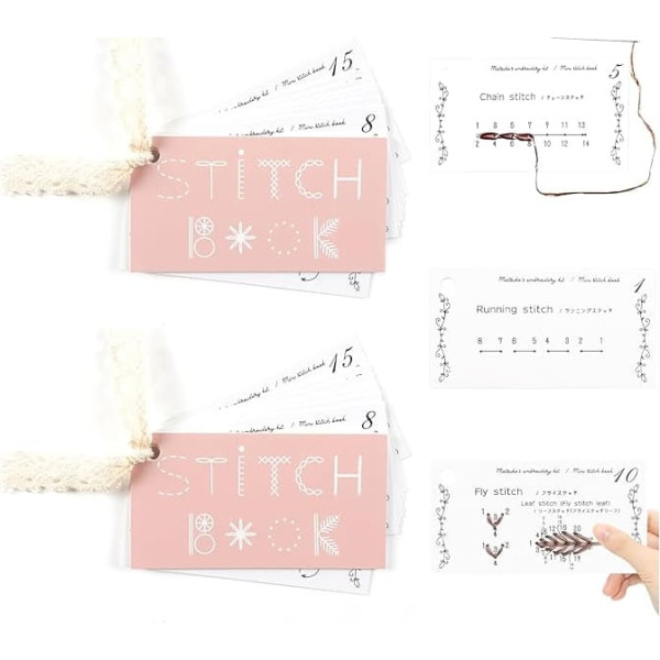Kreatives Mini-Nähbuch, ideal für Heimwerker, Enthusiasten und Anfänger, kreatives Mini-Nähbuch, Stickanleitung für Nähprojekte, mit tragbarem Reise-Mini-Nähset, 2 Stück