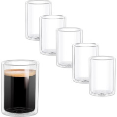 Wilmax Thermal Glasses, 200 ml, Set of 6, Double-Walled Glasses for Water, Tea, Coffee, Cocktails, Tea Glasses & Coffee Glasses, Glasses for Hot and Cold Drinks, Water Glasses, Dishwasher Safe