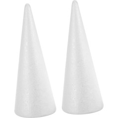 Holibanna Foam Cone Polystyrene Cone Shapes White Christmas Tree Craft Table Agent Props 2 Pieces 30 cm