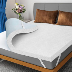 DOPEDIO Topper Memory Foam, Gel Foam Mattresses for Box Spring Bed, Soft Mattress Topper Oeko-Tex® Certified Mattress Topper for Caravan Sofa Bed, Washable Cover (180 x 200 cm, 7.5 cm High, White)