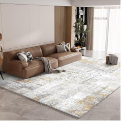 Vamcheer Rug, Living Room, Fluffy, Washable, 200 x 300 cm, Bedroom Rug, Non-Slip, Modern Area, Thickened Sponge, Comfort Updrade, for Study, Office, Super Soft, Yellow/Grey