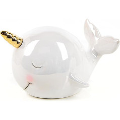Logbuch-Verlag Whale Unicorn Money Box White Ceramic Girl Boy Gift Christmas Birthday Maritime Decoration