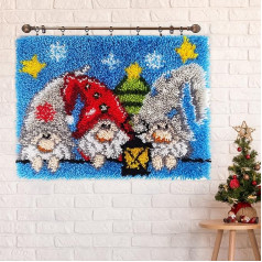 TmppDeco Christmas Gnome Latch Hook Set for Adults and Kids - DIY Latch Hook Rug Making Kit for Christmas Gift (15 x 20 inches)