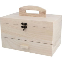 INNSPIRO Balsa Wood Sewing Box with Drawer, 25 x 16.5 x 15 cm, 201