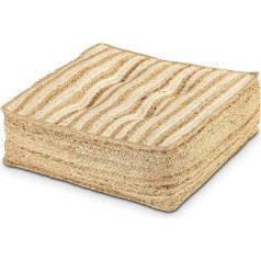 kreatives Wohnen Floor Cushion Jute 50 x 50 cm Square Lounge Cushion Natural Seat Pouf Foot Cushion