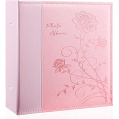 Miaikoe Photo Album 10 x 15 600 Photos Slip In, Extra Large Capacity Leather Cover Picture Albums Holds 600 Horizontal and Vertical 10 x 15 cm Landscape Photos for Wedding Family (Pink)