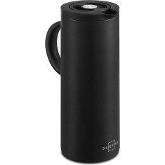 Silberthal 1-L Stainless Steel Double-Walled Glass-Lined Coffee and Tea Thermos Flask Black
