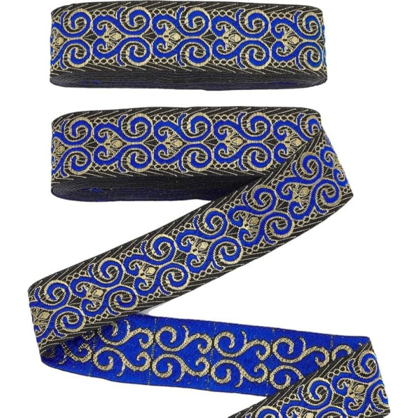 WEBEEDY 15.3 Yard Embroidered Jacquard Border Sewing Boho Jacquard Fabric Border with Ethnic Pattern Ribbon for Handbag Handle Fabric Embellishments Wrapping Paper 3.3 cm
