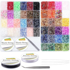 EuTengHao 14400 Pieces Tube Beads Kit, Glass Bugle Seed Beads Small Craft Beads for DIY Craft Jewellery Making Supplies (7 mm, 300 per Colour, 48 Colours)