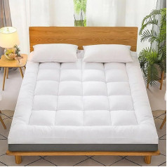VL 10cm Thick Hotel Quality Microfibre Filled Quilted Mattress Topper with 4 Corner Straps Hypoallergenic Soft and Firm Hotel Quality (10cm, Single - 90x190cm)