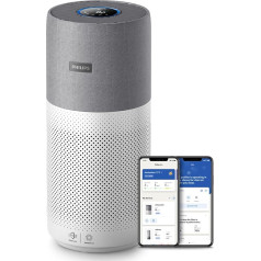 Philips AC3033/10 Air Purifier Connected 3000I (for Allergy Sufferers and Smokers, Up to 104 m², CADR 400 m³/hour, Aerasense Sensor, with App Control), White/Grey