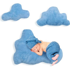 BYNYXI Baby Fotografie Requisiten, 3PCS Niedliche Wolke Kissen Baby Posing Kissen Säuglingskissen Plüsch Gefüllte Kissen Weiche Baby Fotoshooting Kissen Zubehör für Jungen Mädchen 0-3 Monate