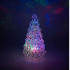 Glass Christmas Tree with 7 Color Rotating Lights, 3 Mode Switch, Battery Operated Seasonal Decoration for Home