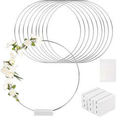LALAGO Pack of 10 30 cm Metal Rings Centrepieces, Metal Rings for Crafts, Metal Floral Hoops Wreath, Dream Catcher Ring for Floristry, DIY Craft, Wedding, Flower Wreath Decoration (Silver)