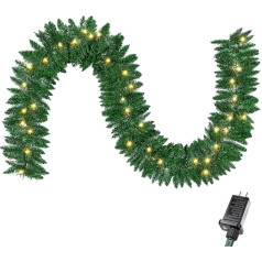 9ft Artificial Christmas Garland with 50 Lights for Plug-in and Lighting for Home and Office Christmas Decorations