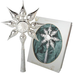 Krebs Glas Lauscha - Christmas Decoration / Christmas Tree Decoration Made of Glass - Reflex Christmas Tree Topper Star - Colour: Silver - Size: Approx. 30 cm - Made in Germany