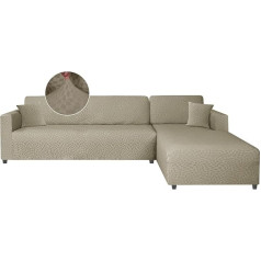 Ystyle Sofa Cover Corner Sofa L Shape Stretch, Sofa Cover Couch Cover L Shape, Universal Sofa Cover Corner Sofa, Couch Cover L Shape Sofa Protector Protective Cover (3 Seater + 4 Seater, Khaki)