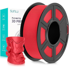 SUNLU 3D Printer Filament Matte PLA Filament, Neatly Wound Matte PLA Filament 1.75 mm ± 0.02 mm, Fit Most FDM 3D Printers, Good Vacuum Packaging 3D Printing Filament, 1 kg Spool (2.2 lbs), Matte Red