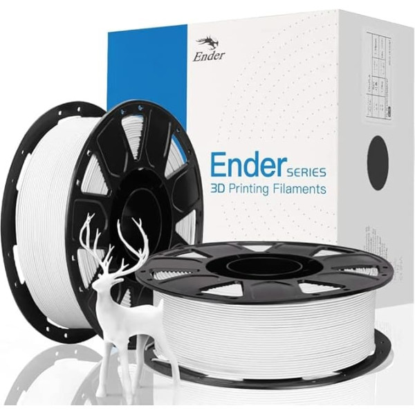 Creality Official 3D Printer Filament, Ender PLA Filament, 1.75 mm, Tangle-Free, Strong Binding and Overhang Performance, Dimensional Accuracy +/- 0.02 mm, 1 kg Spool, Pack of 2, White, 2 kg