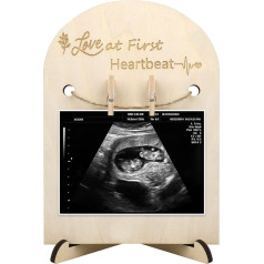 Xunboo Pregnancy Announcement Ultrasonic Frame Stand Wooden Sonogram Frame Gift for Mum to Be Social Baby Shower Media Photo Prop (Small)