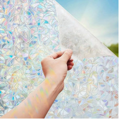 KROMAPOLIS 3D Rainbow Window Film 90 x 200 cm Privacy Film Window Colourful Opaque Self-Adhesive Colourful Decoration for Your Home