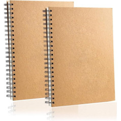 A4 160gsm Thick Paper Blank Sketchbook 2 Pack Spiral Bound A4 Sketching Pad 30 Sheets/60 Pages