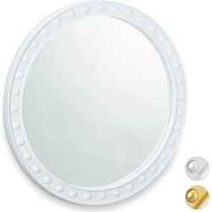 Relaxdays Round Wall Mirror, Hanging Mirror for Hallway, Living Room, Bathroom & Toilet, Diameter 50.5 cm With Frame, Choice of Colours