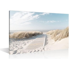 TISHIRON Wall Art Wall Decor Beach Pier Sand Beach Artwork Framed Sea Painting Home Decor 36x24 Inch